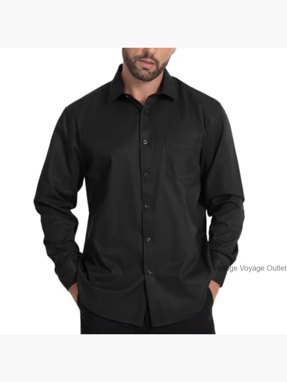 Men's Long Sleeve Button Down Dress Shirt Regular Fit Wedding Business Casual - Picture 4 of 5